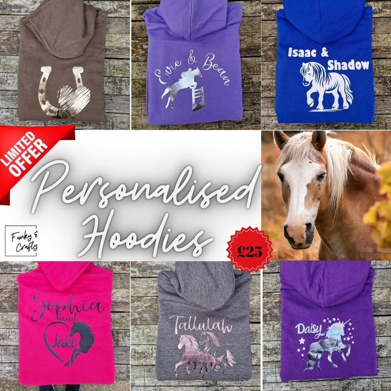 Personalised Equestrian Hoodie Kids - Heart & Horse Design
