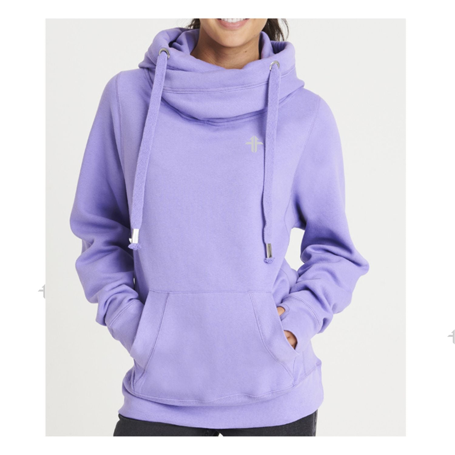 Cross-Neck Hoodie - Digital Lavender