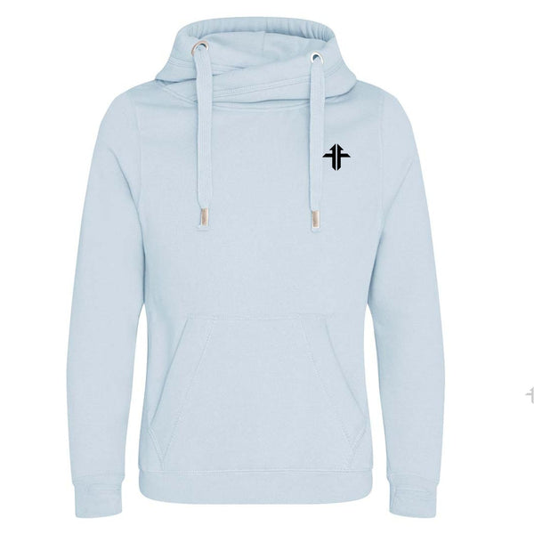 Cross-Neck Hoodie - Sky Blue