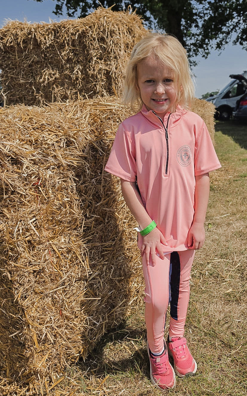 Funky Fit Kids Team Short Sleeved Base Layer - Blush Pink & Navy