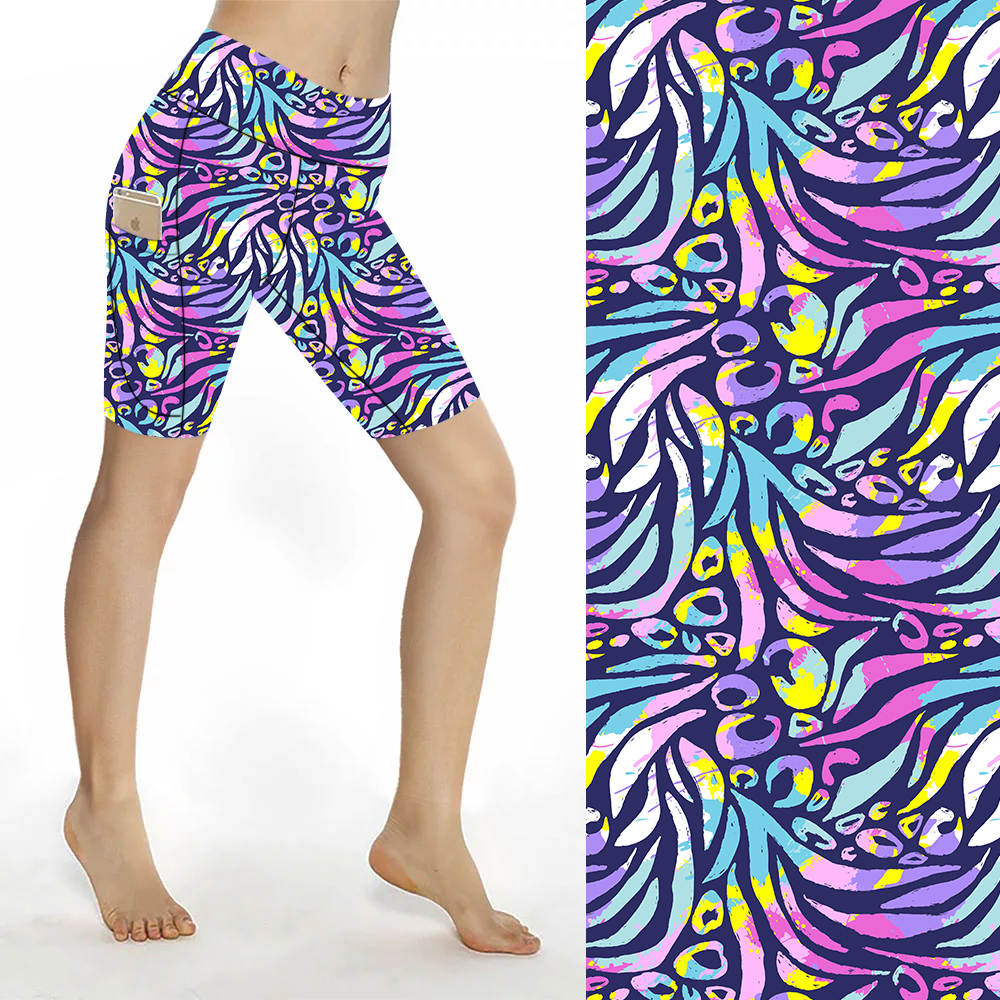 Funky Fit Sculpt Yoga Biker Shorts - Big Cats