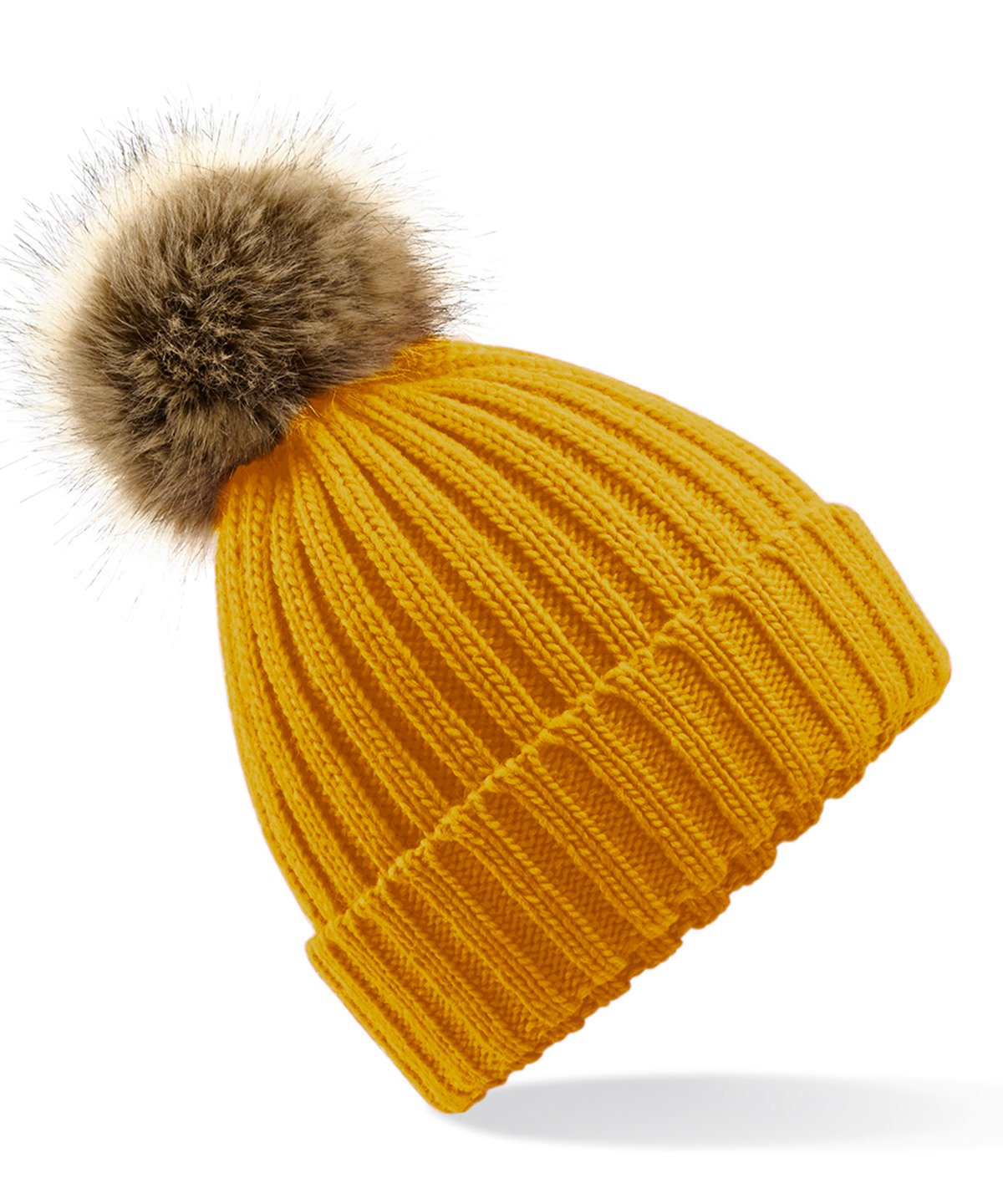 Fur Pop Pom Chunky Beanie - One Size