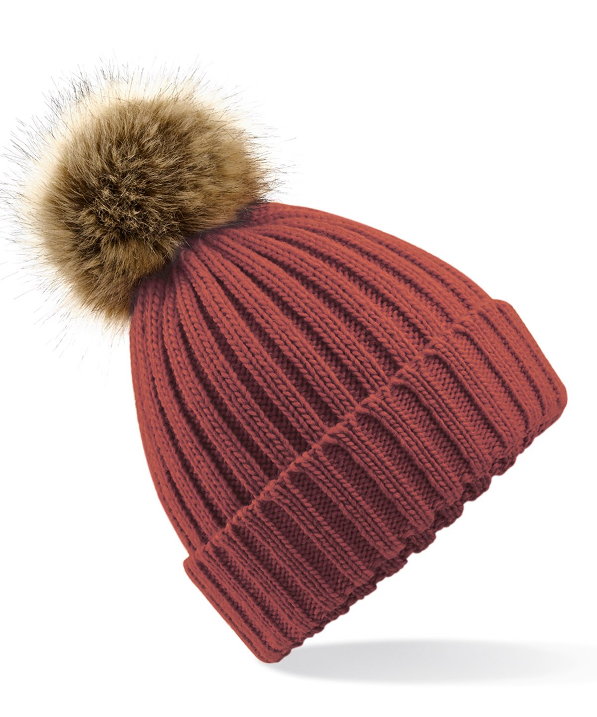 Fur Pop Pom Chunky Beanie - One Size