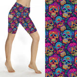 Funky Fit Sculpt Yoga Biker Shorts - Colourful Skulls