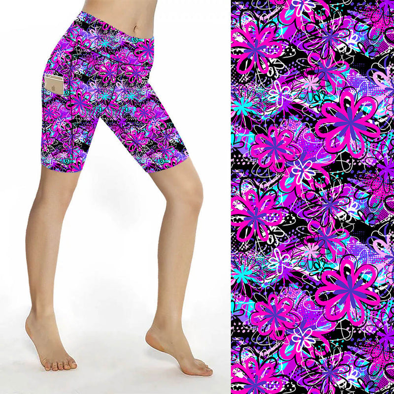 Funky Fit Sculpt Yoga Biker Shorts - Jazzy Spirograph