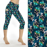 Funky Fit SCULPT Yoga Capri Leggings - Island of Skulls