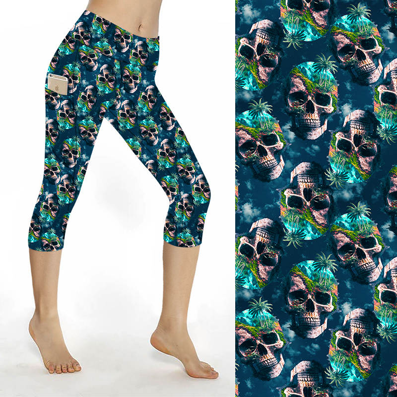 Funky Fit SCULPT Yoga Capri Leggings - Island of Skulls