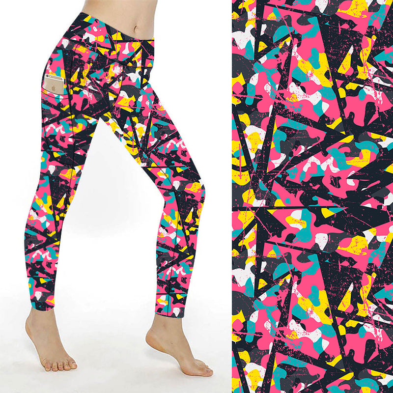 Funky Fit SCULPT Yoga Full Length Leggings - Geometric Splash