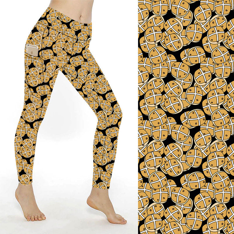 Funky Fit SCULPT Yoga Full Length Leggings - Easter Hot Cross Buns