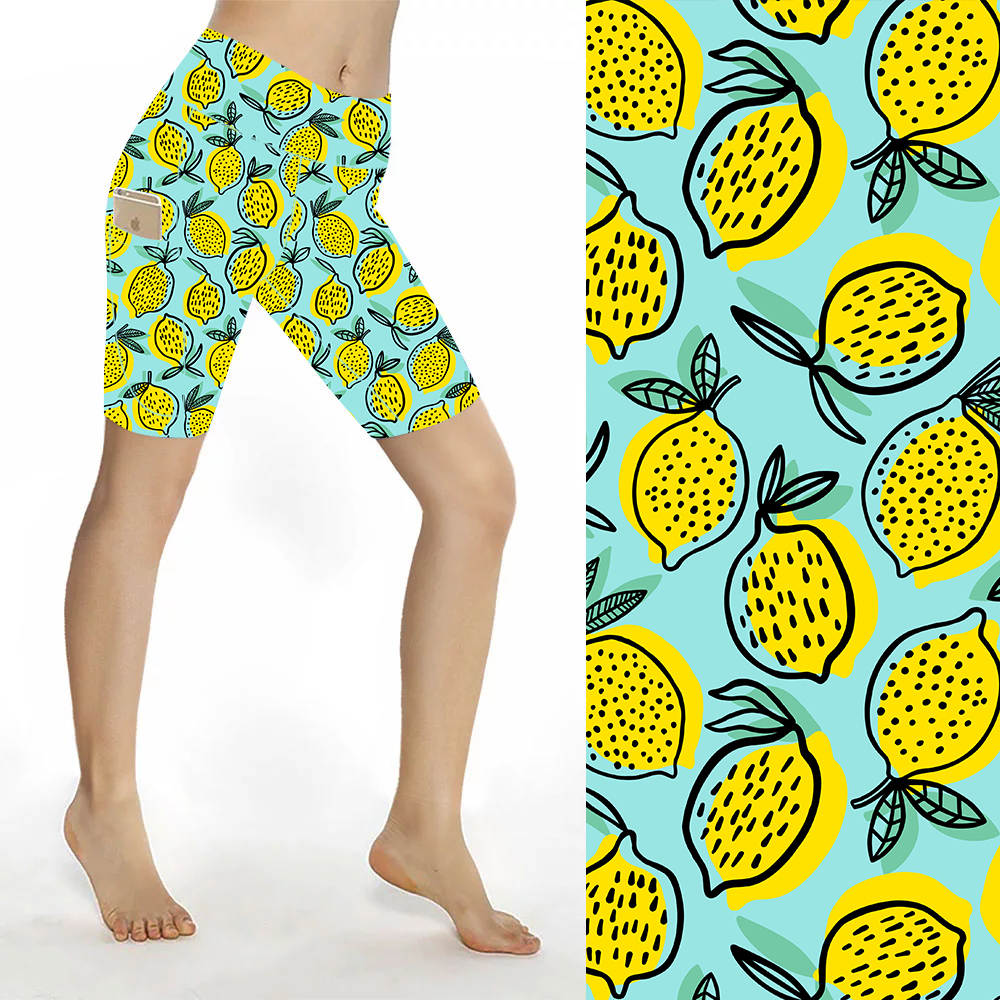 Funky Fit Sculpt Yoga Biker Shorts - Lucious Lemons