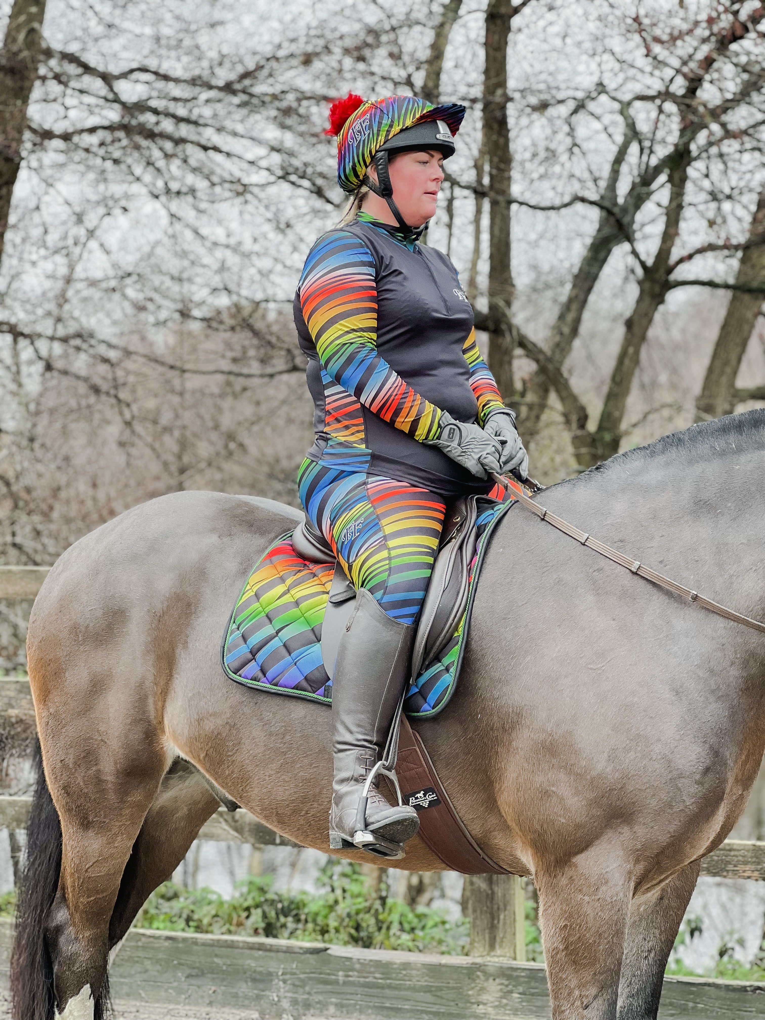 Funky Fit Equestrian - Rainbow Zebra Baselayer