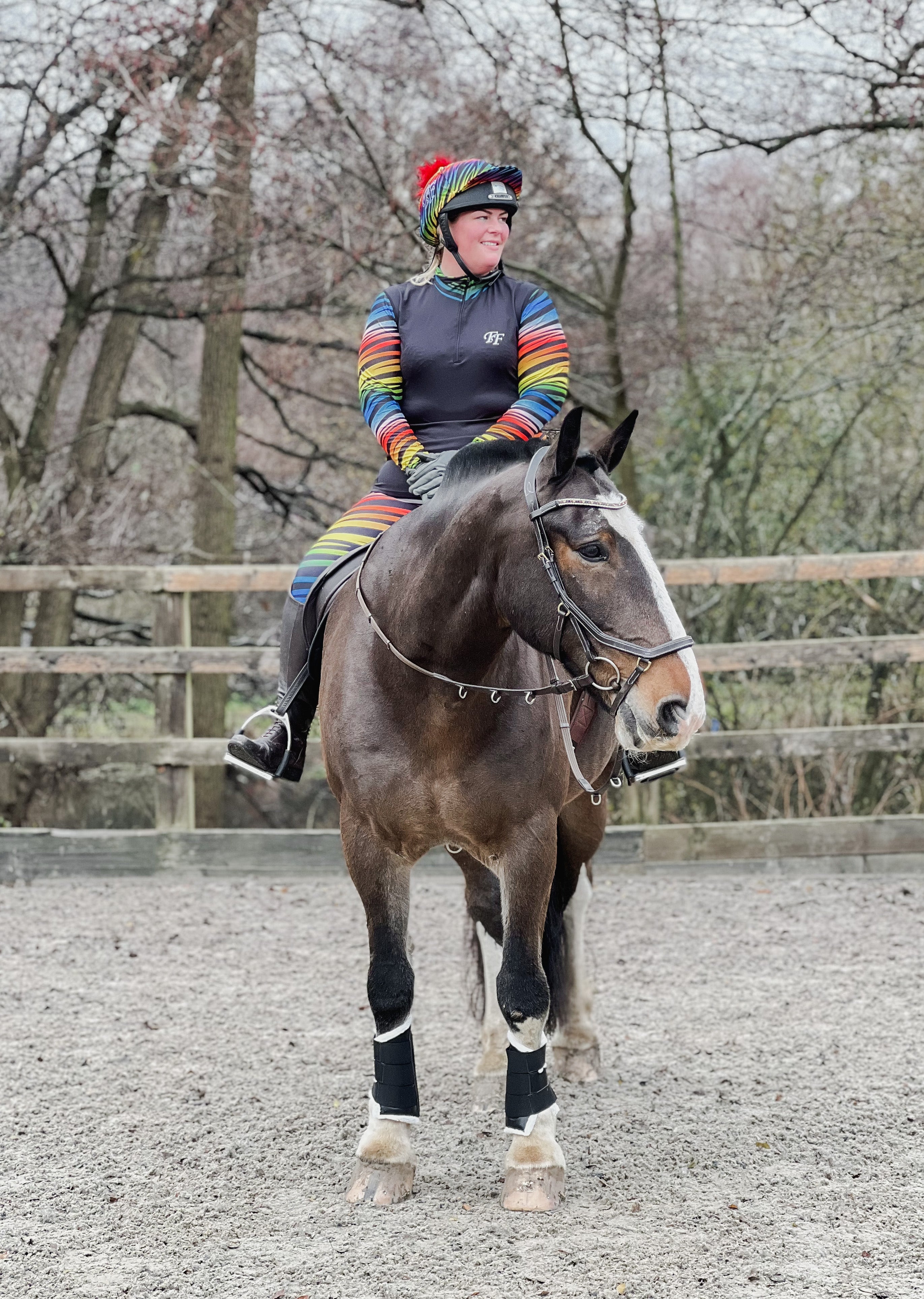 Funky Fit Equestrian - Rainbow Zebra Baselayer