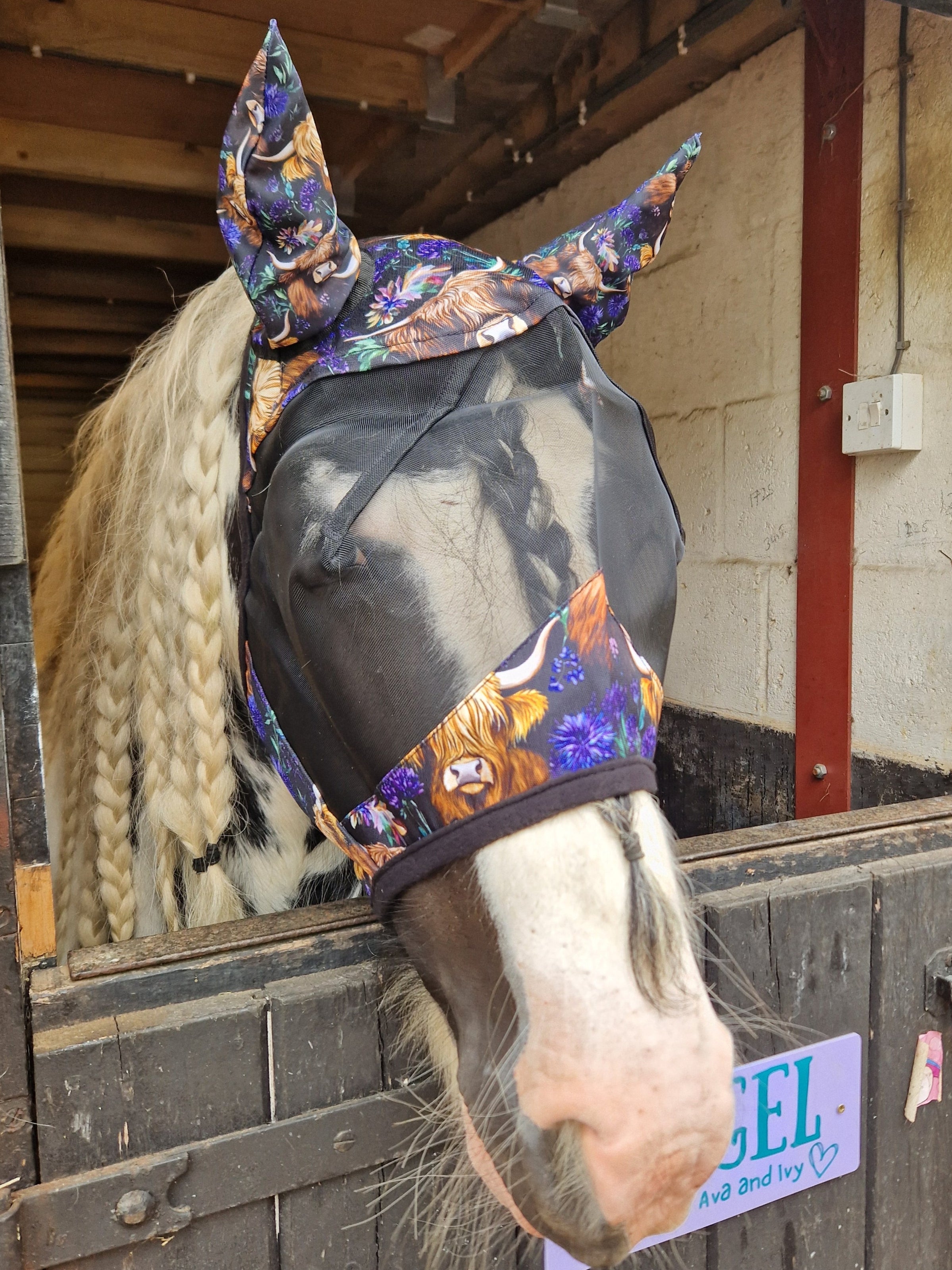 Funky Fit Spring Highland Cows Fly Masks