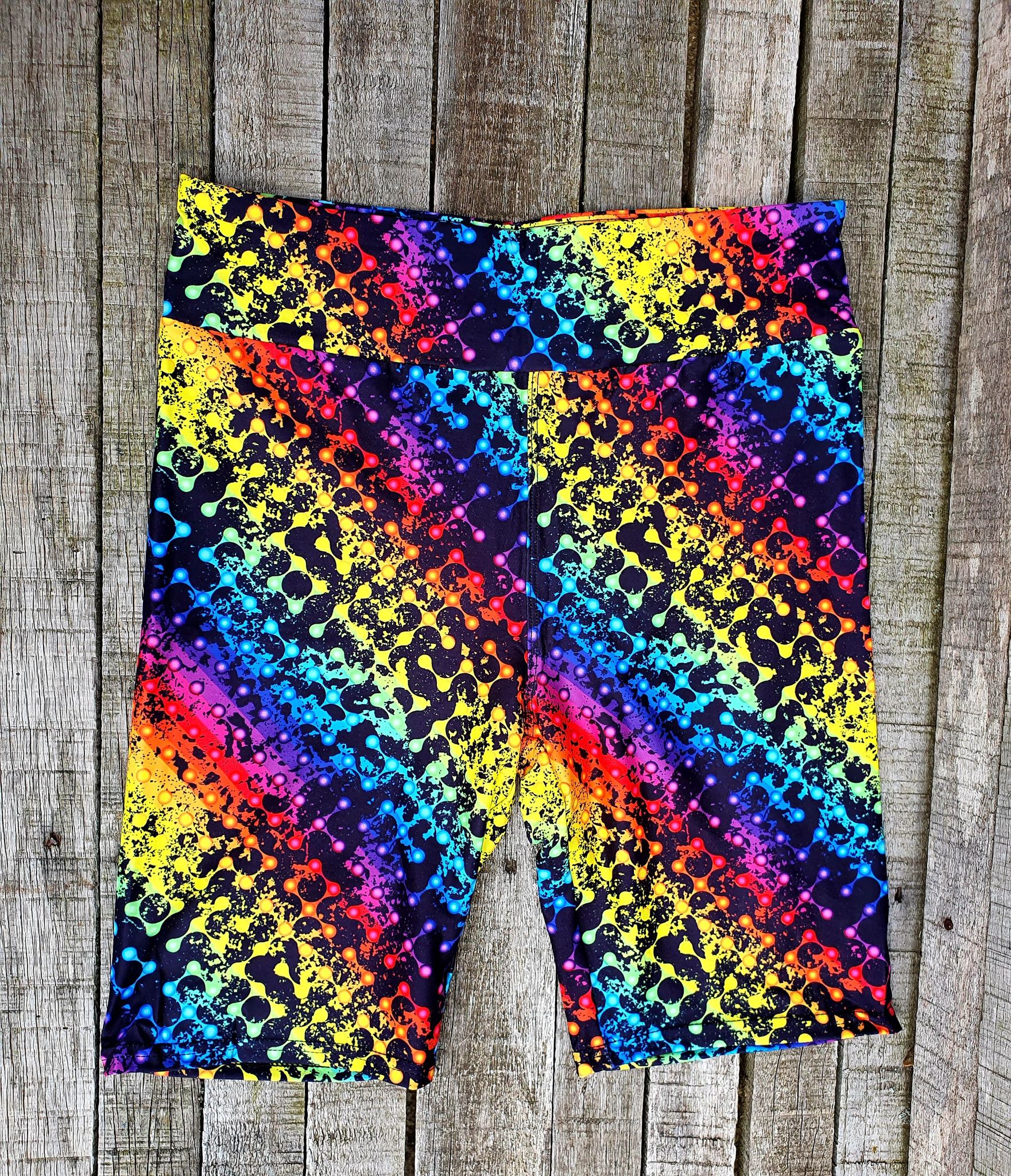 Funky Fit 24/7 Biker Shorts - Rainbow Grunge