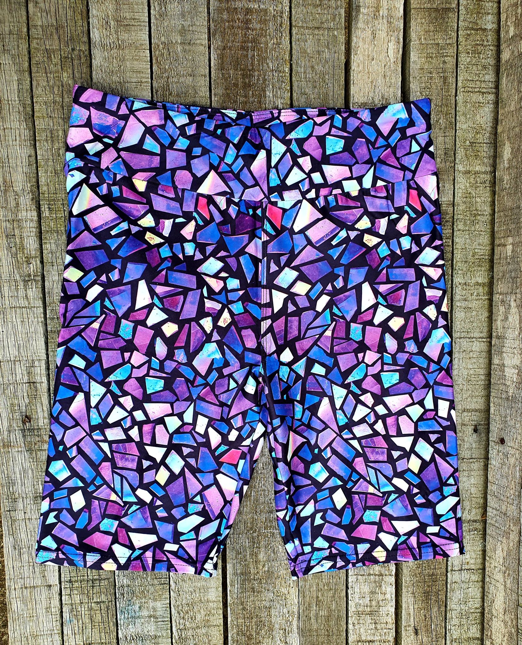 Funky Fit 24/7 Biker Shorts - Shattered Purples