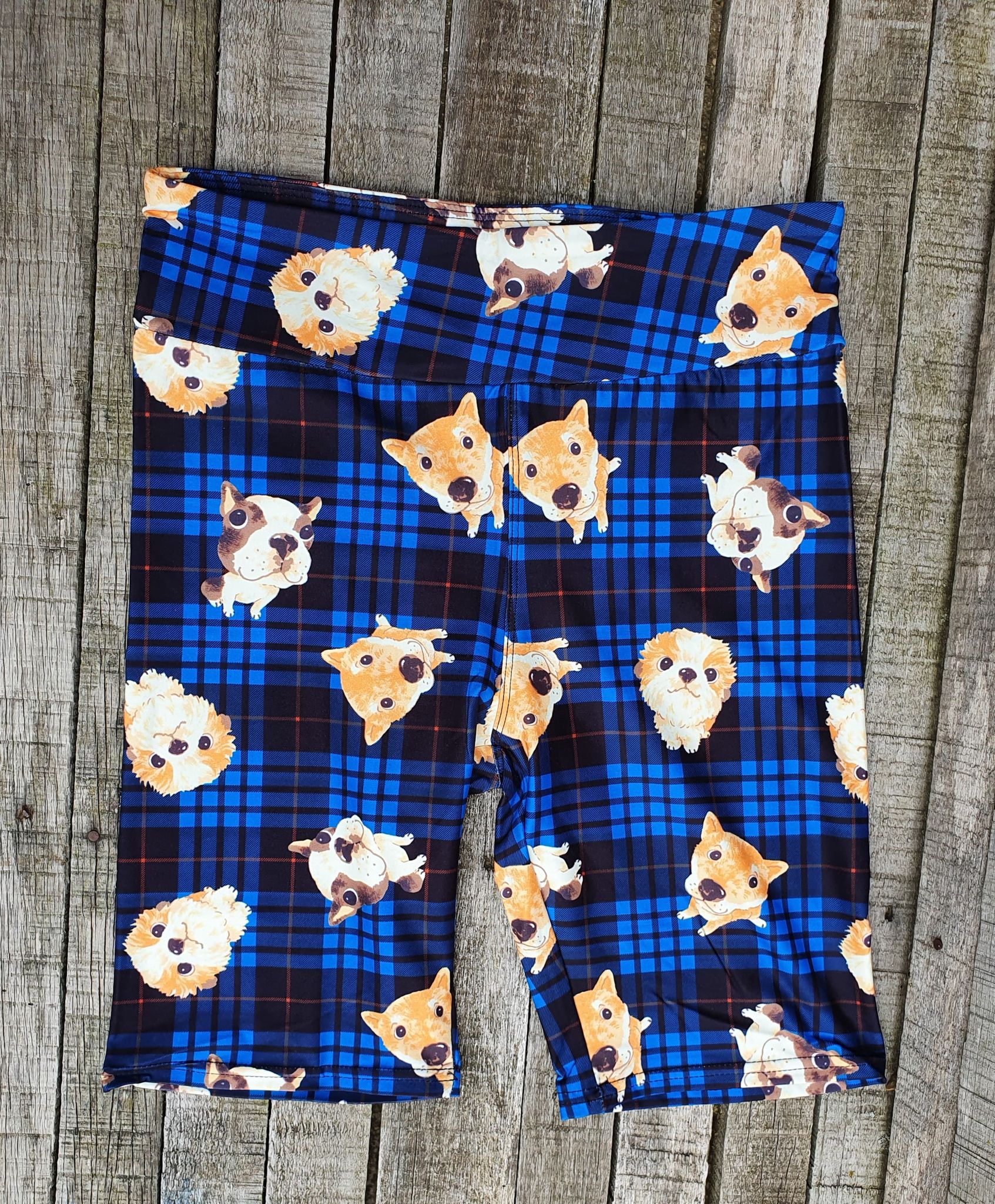 Funky Fit 24/7 Biker Shorts - Dogs In Tartan