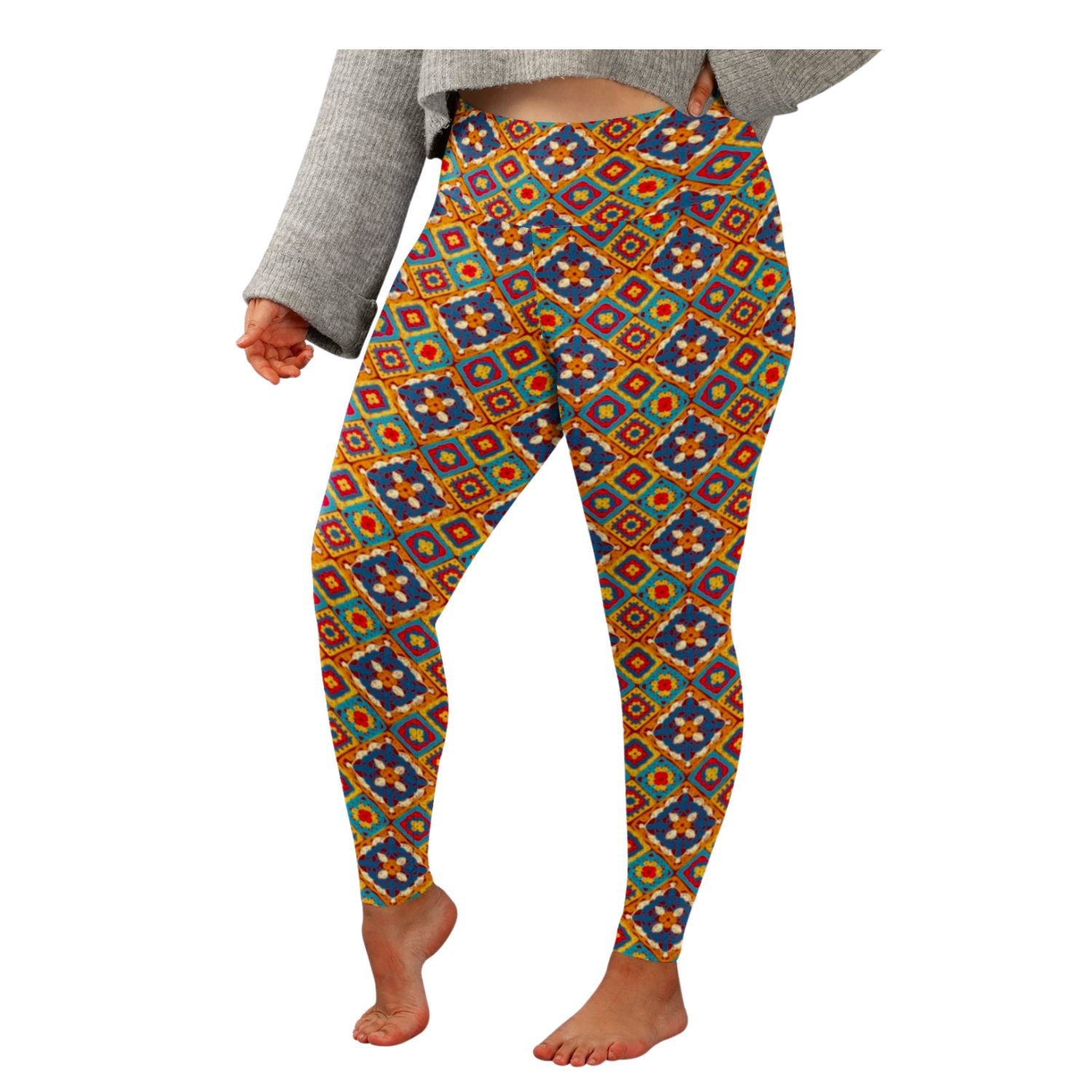 24 7 Leggings Autumn Squares Funky Fit Clothing