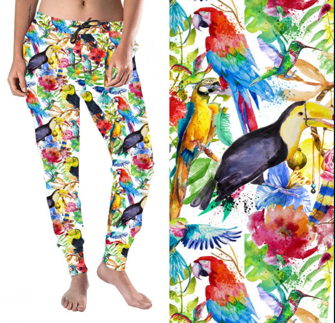 Funky Fit Lounge Joggers - Tropical birds