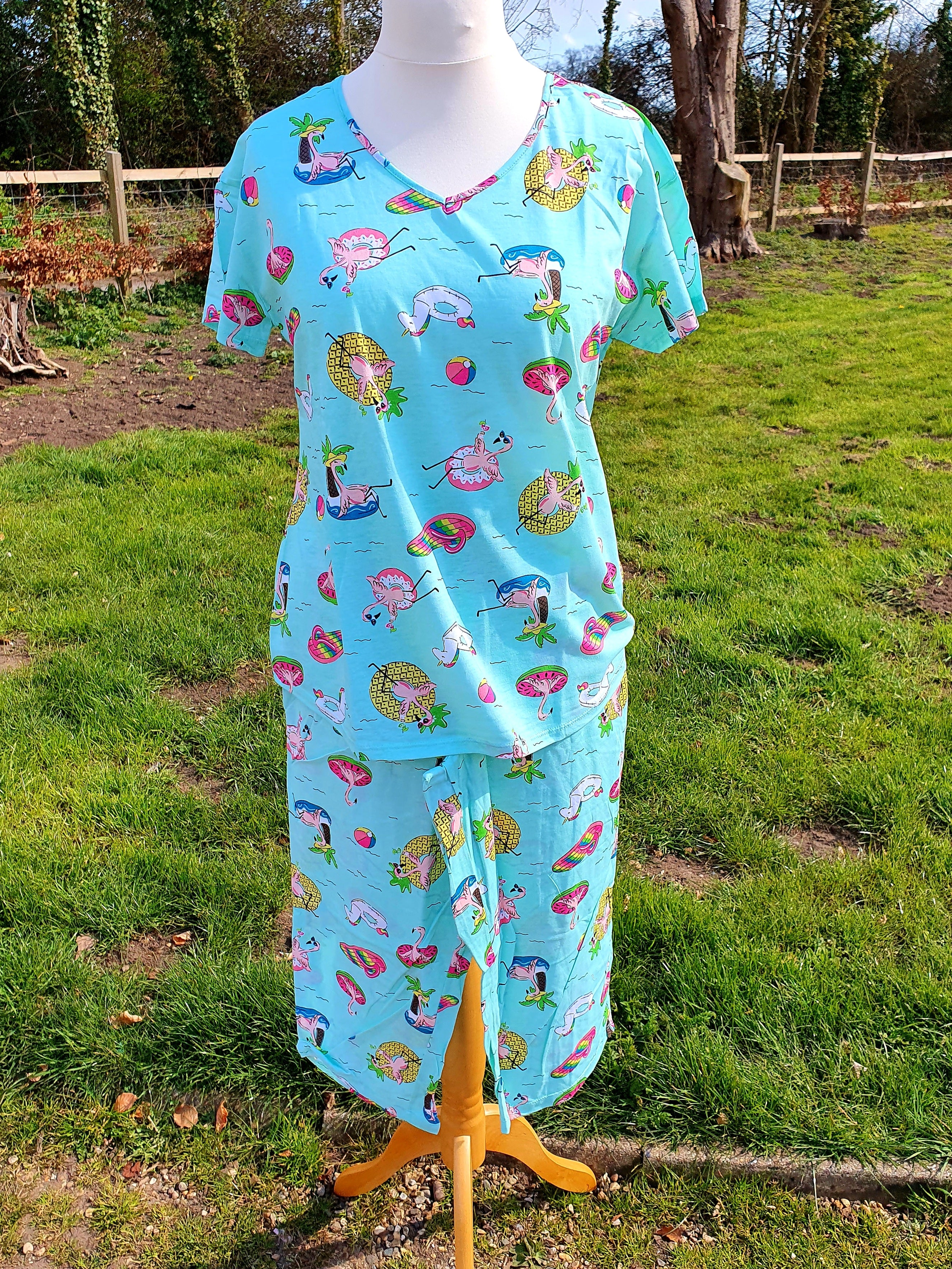 Funky Pj's (3/4 Length) - Flamingo Fun