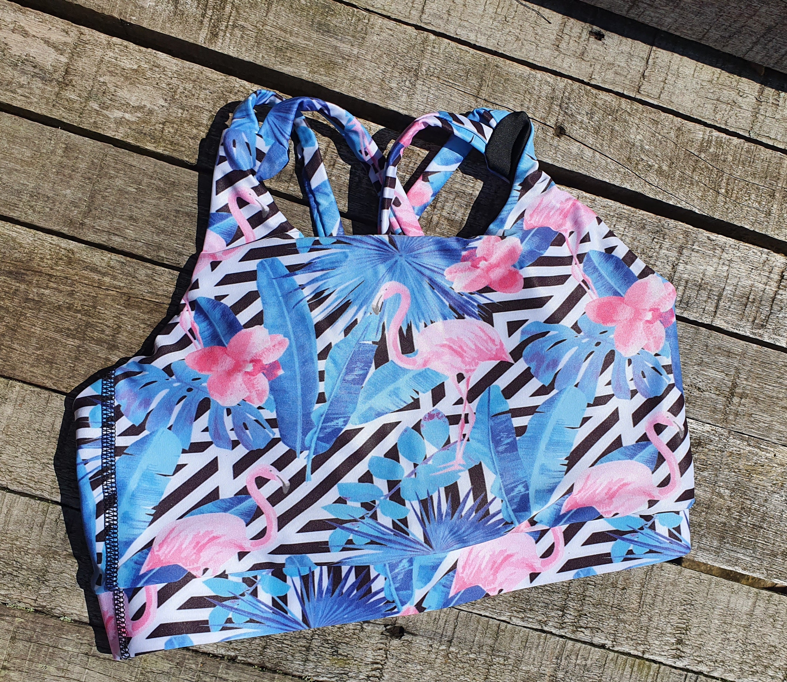 Funky Fit HI Sports Bra - Flamingos