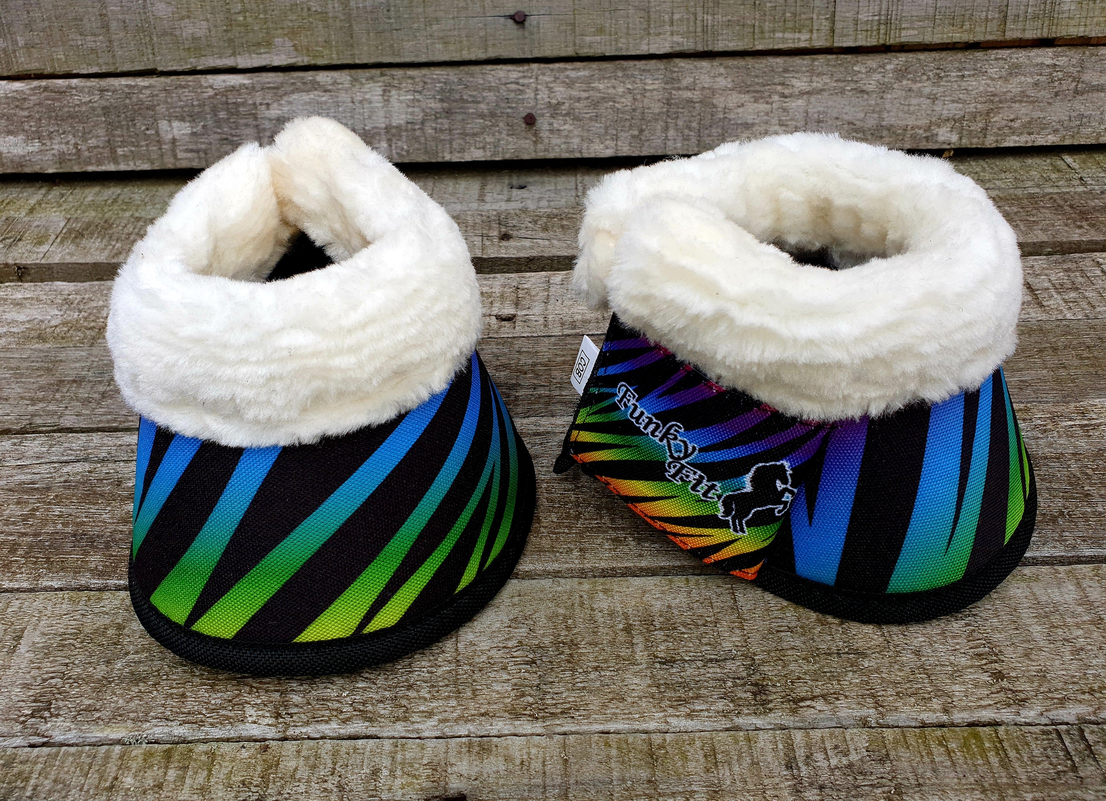 Rainbow Zebra Over Reach Boots (2pc)