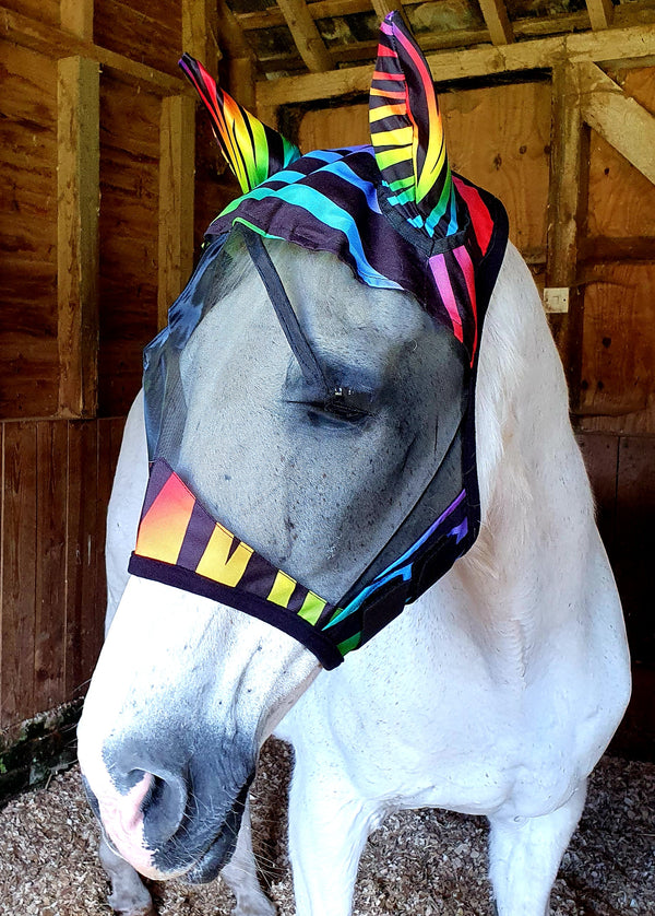 Rainbow Zebra Fly Masks