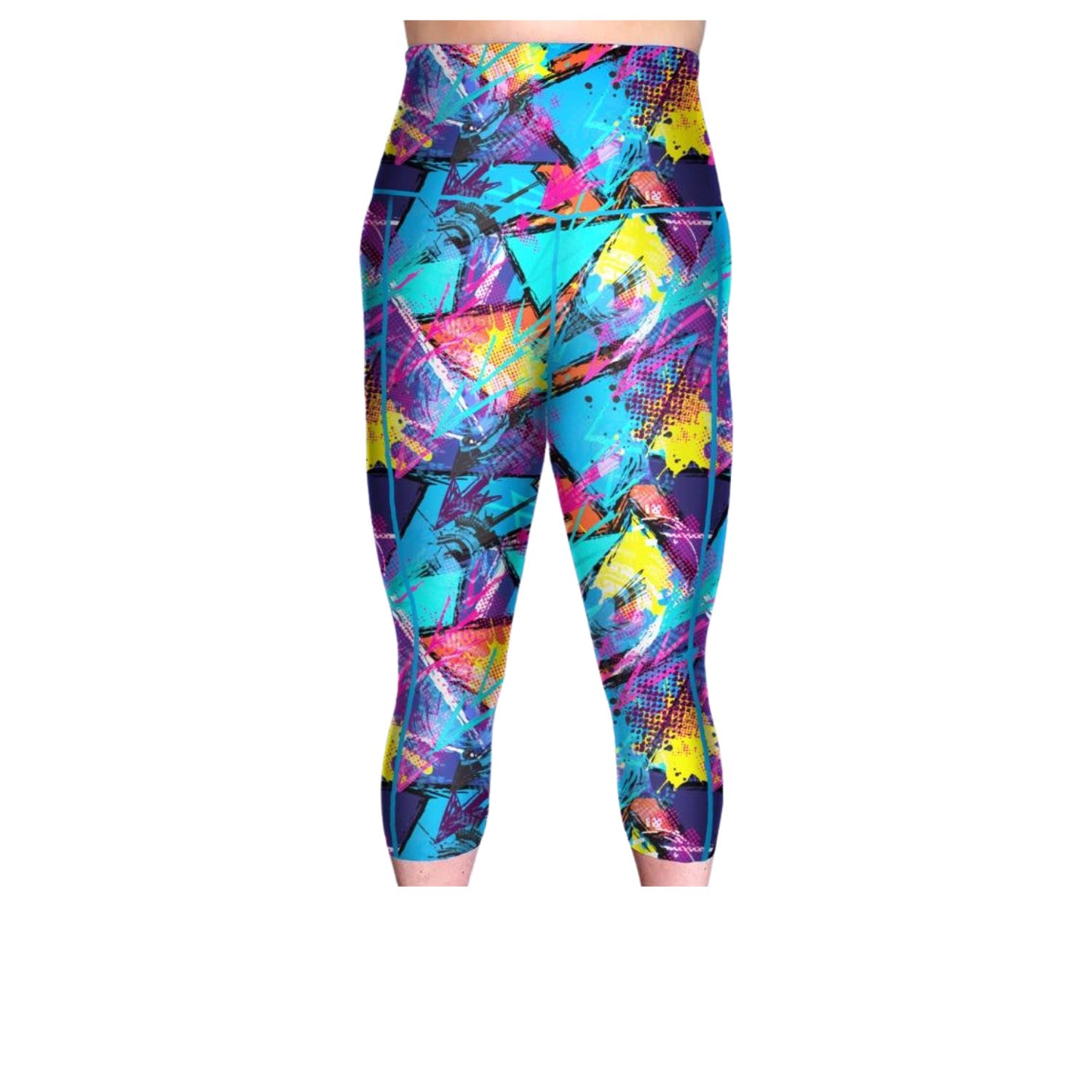 Funky Fit HI Capri Gym leggings- Retro Pop