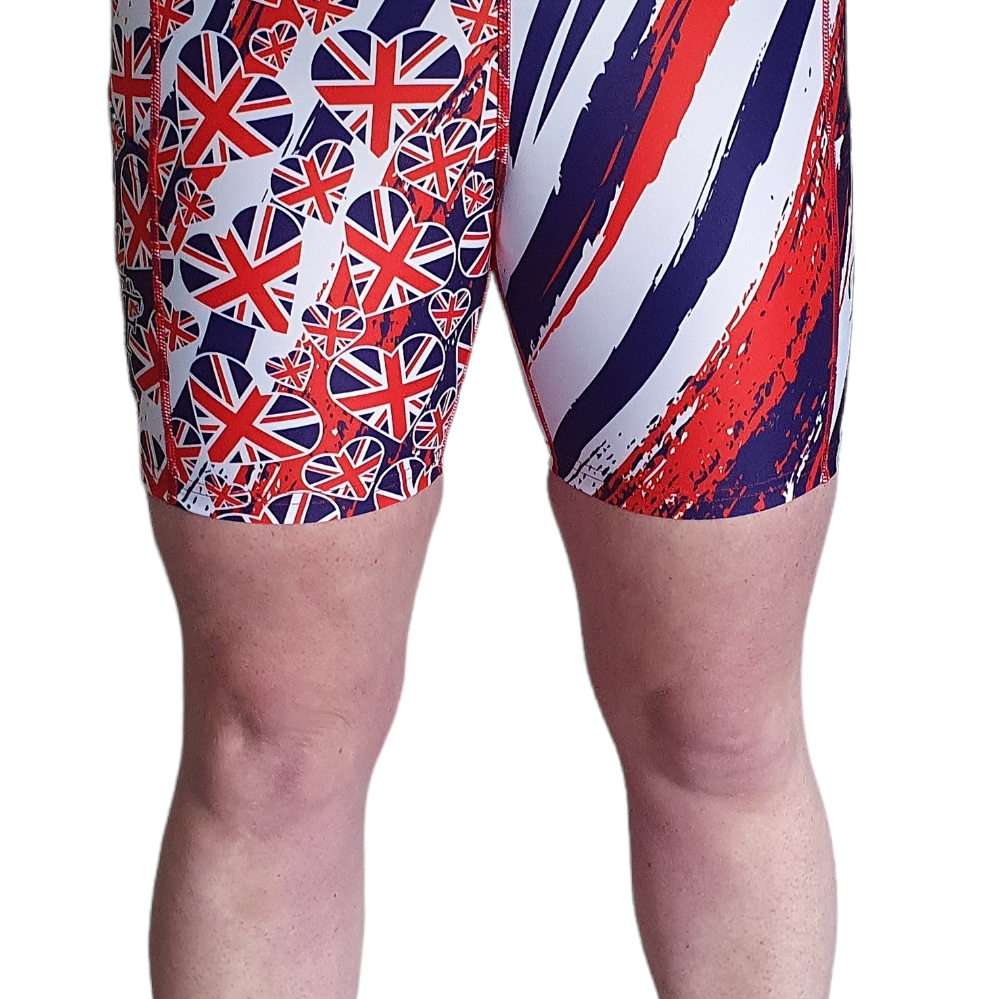 Funkly Fit HI Mid-Thigh Gym Shorts - Flying The Flag