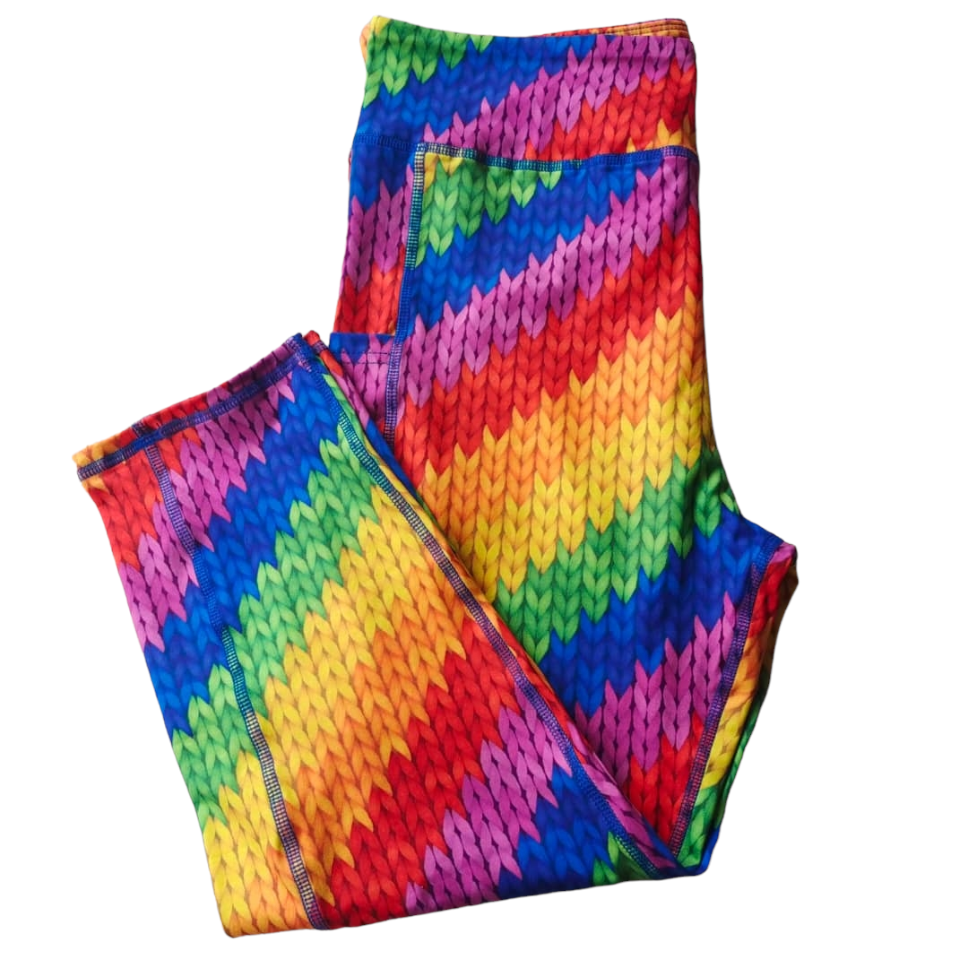 Funky Fit SCULPT Yoga Capri Leggings – Rainbow Stitch