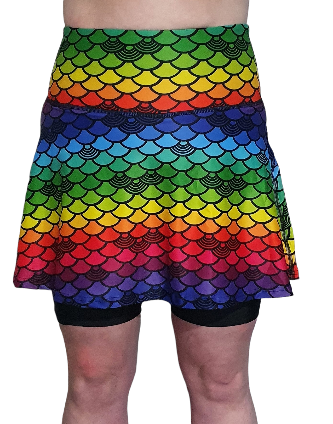 Funky Fit HI Activewear Skort - Rainbow Mermaid