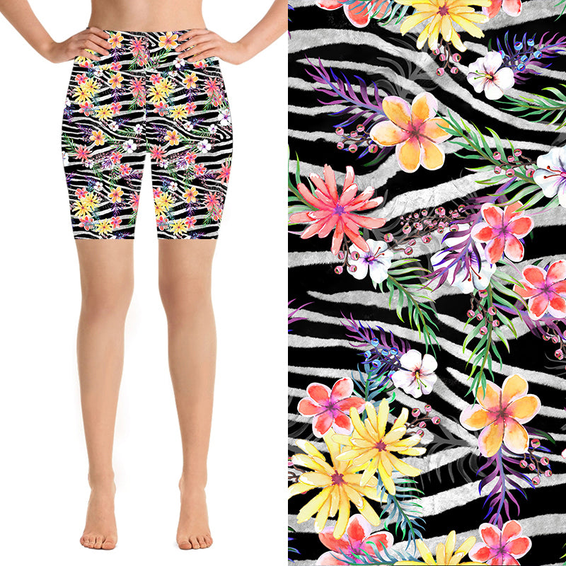 Funky Fit 24/7 Biker Shorts - Zebra Bloom