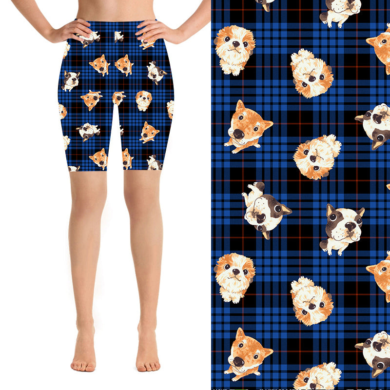 Funky Fit 24/7 Biker Shorts - Dogs In Tartan