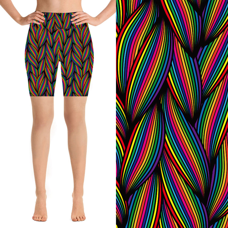 Funky Fit 24/7 Biker Shorts - Rainbow Braid