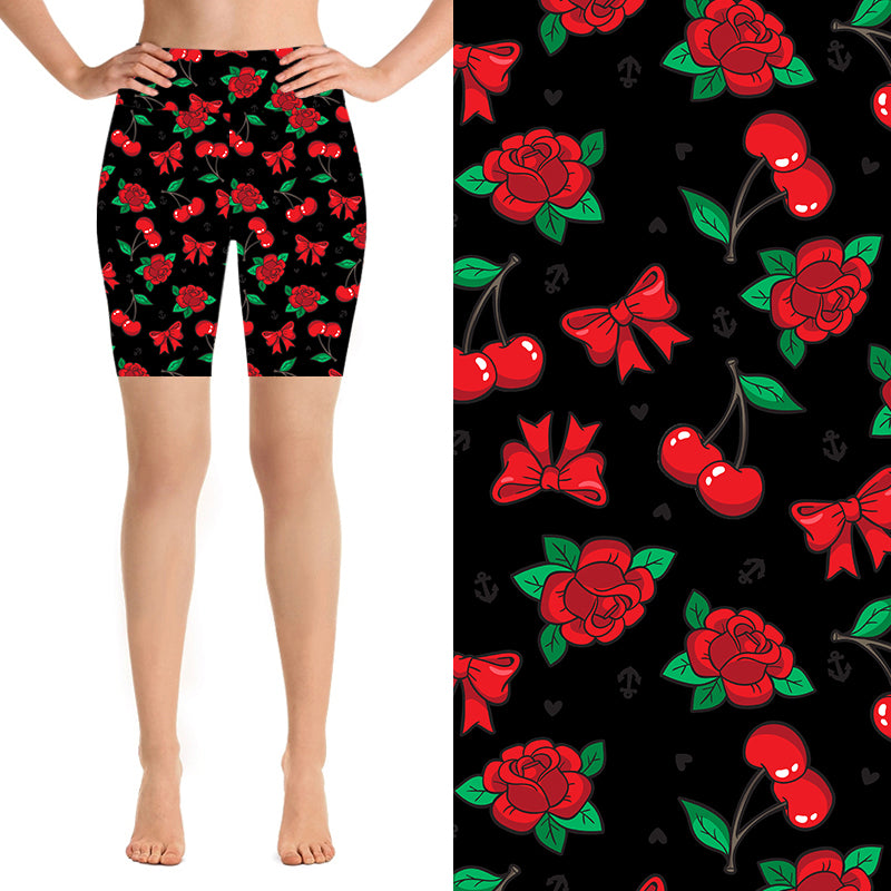 Funky Fit 24/7 Biker Shorts - Cherries & Bows