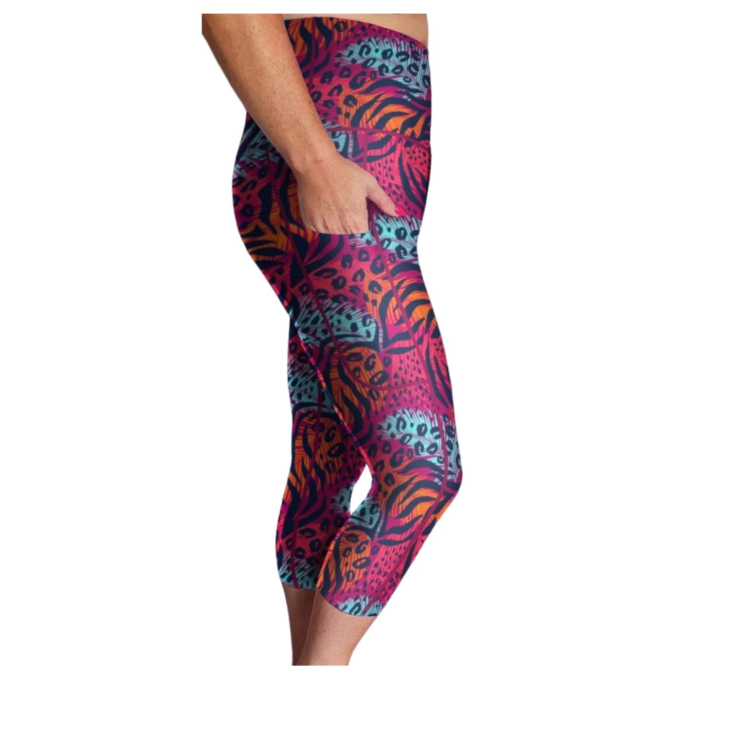 Funky Fit HI Capri Gym leggings- Autumn Safari