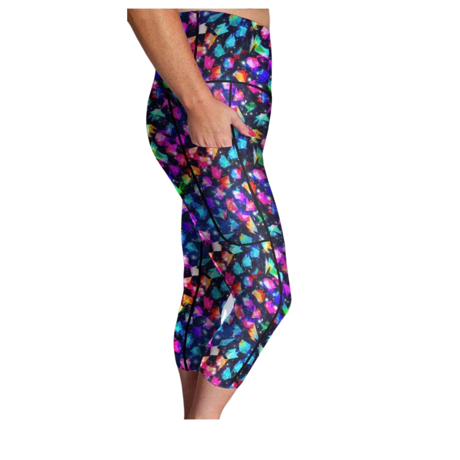 Funky Fit HI Capri Gym leggings- Firecracker