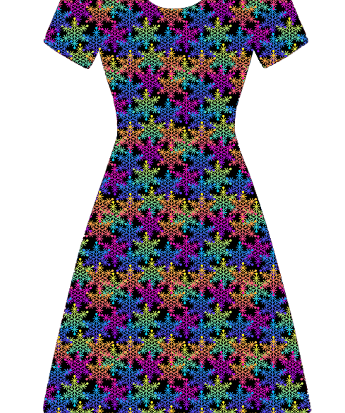 Funky Fit Vintage Skater Dress Rainbow Snowflakes