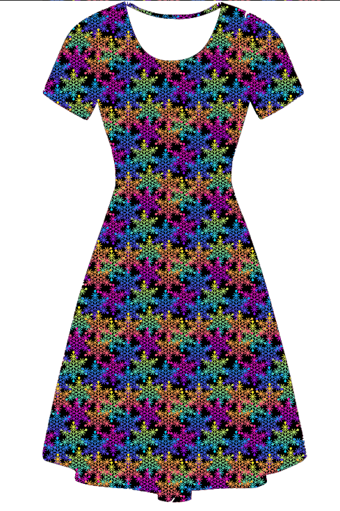 Funky Fit Vintage Skater Dress Rainbow Snowflakes