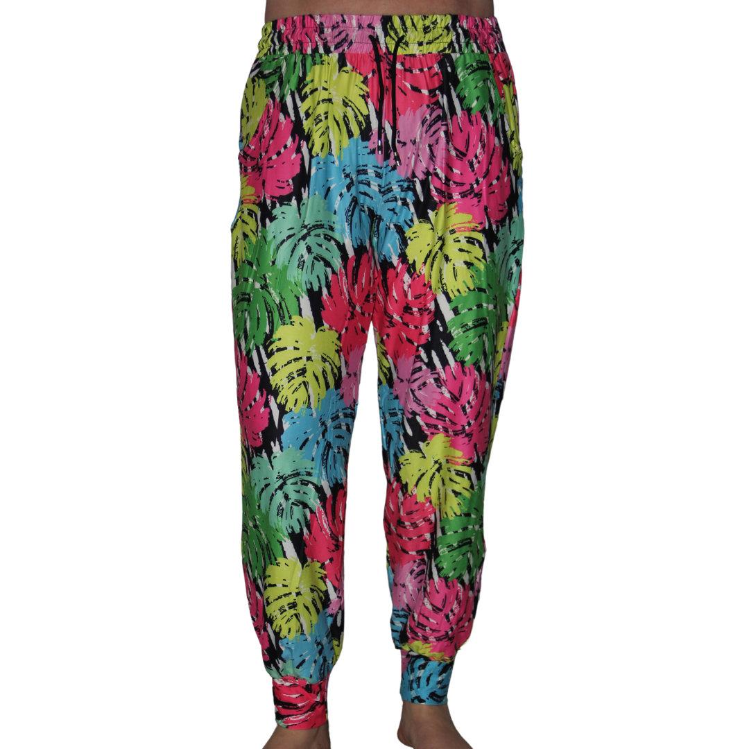 Funky Fit Lounge Joggers - Printed Palms