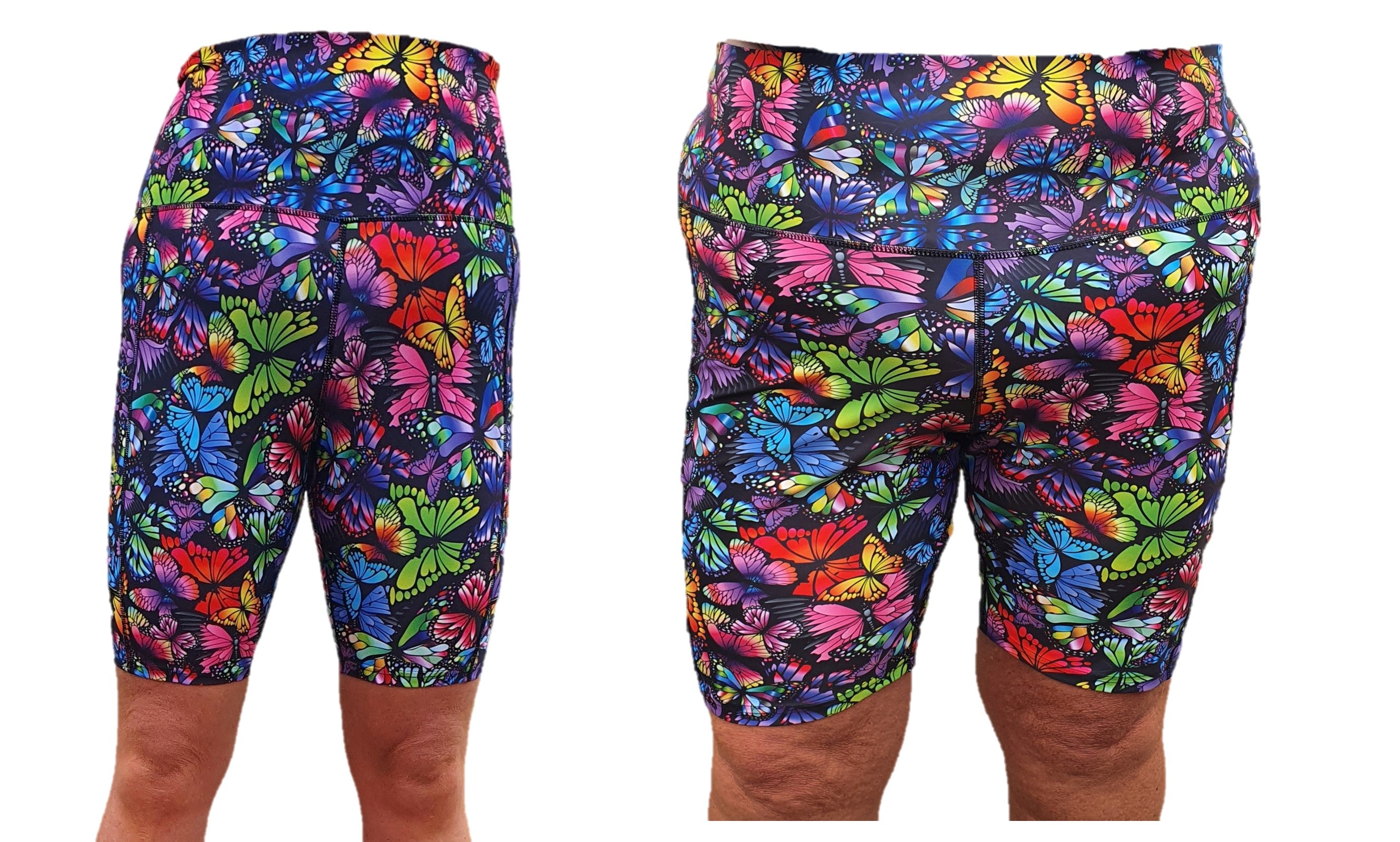 Funky Fit HI Biker Shorts - Beautiful Butterflies