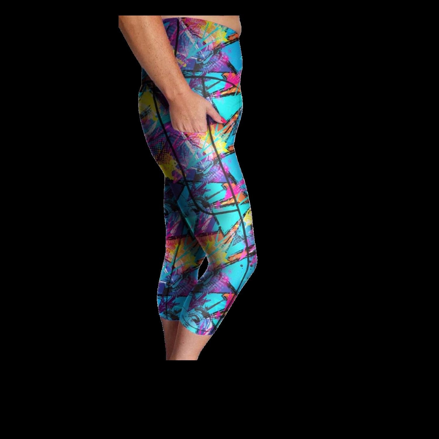 Funky Fit HI Capri Gym leggings- Retro Pop