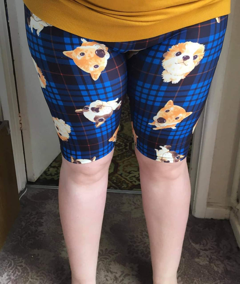 Funky Fit 24/7 Biker Shorts - Dogs In Tartan
