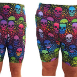 Funky Fit HI Biker Shorts - Neon Star Skulls