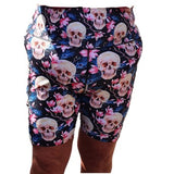 Funky Fit HI Biker Shorts - Skull & Peacock Feathers