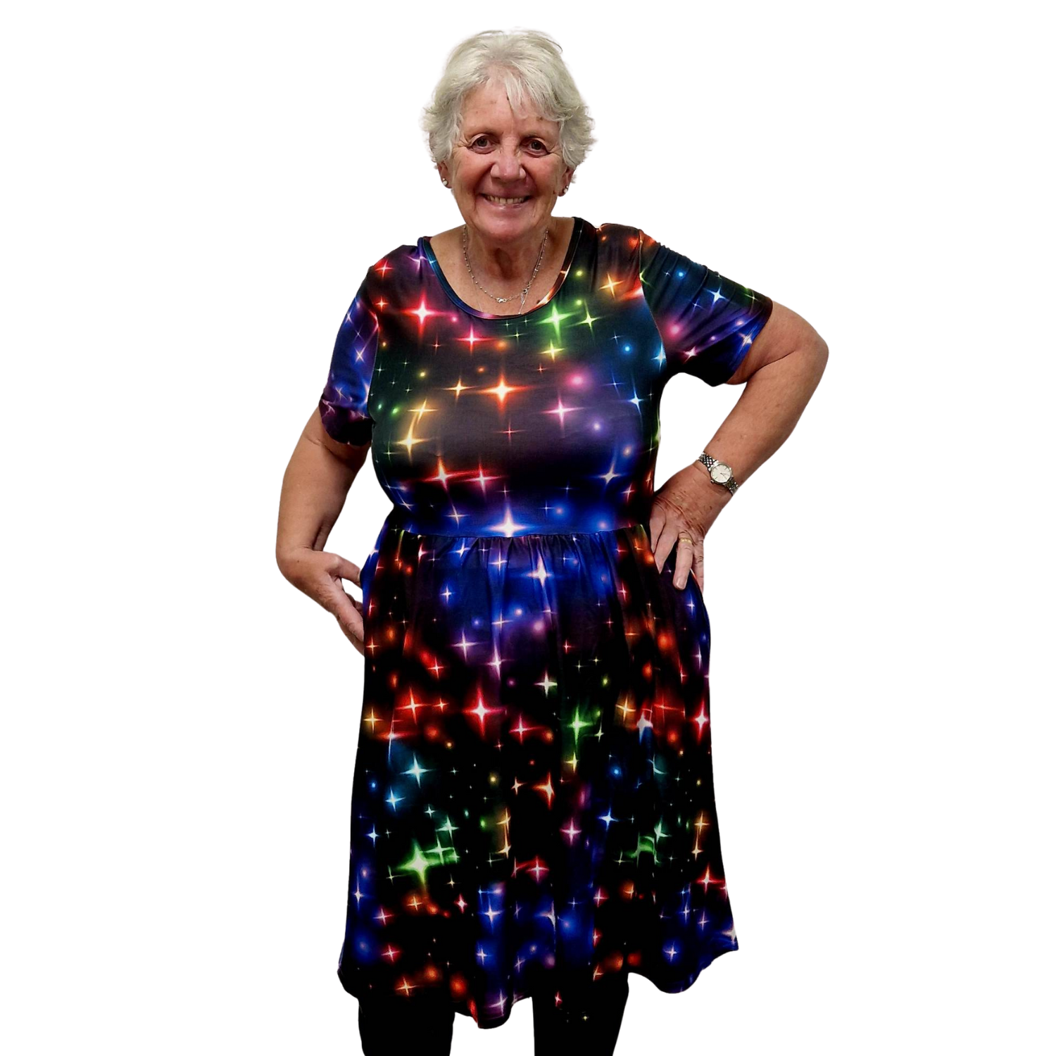 Funky Fit Vintage Skater Dress Rainbow Sparkle