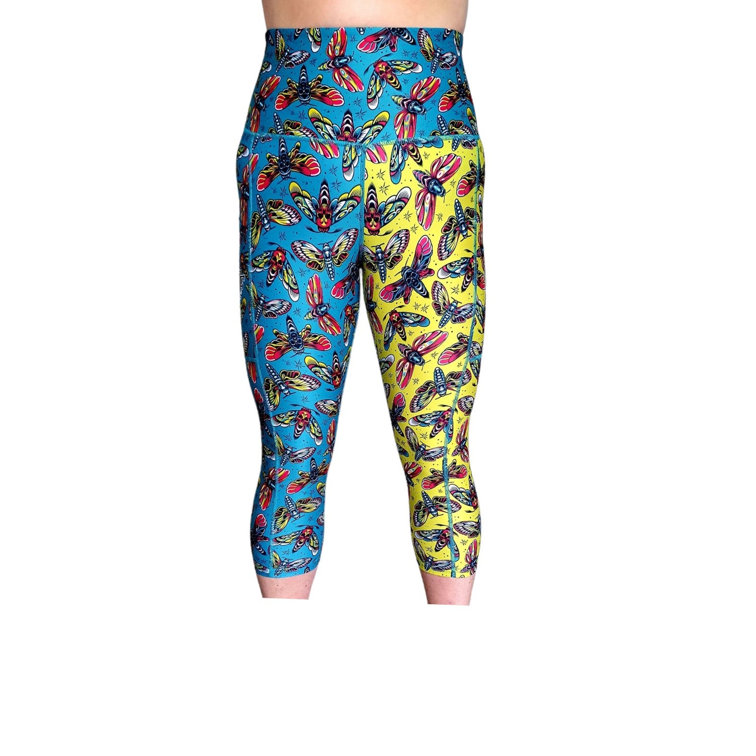 Funky Fit HI Capri Gym leggings- Death Moth Duo