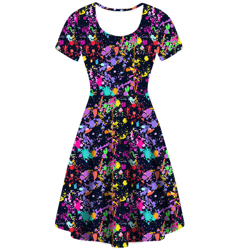 Funky Fit Vintage Skater Dress Paint Splat