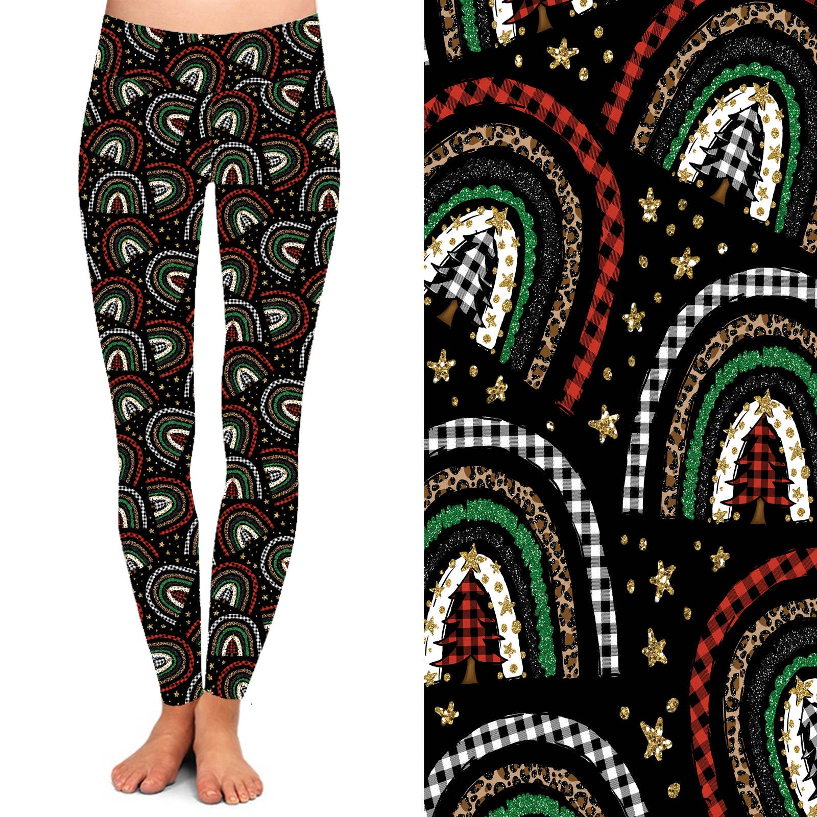 Funky Fit 24/7 Full Length Leggings – Christmas Rainboho Pattern