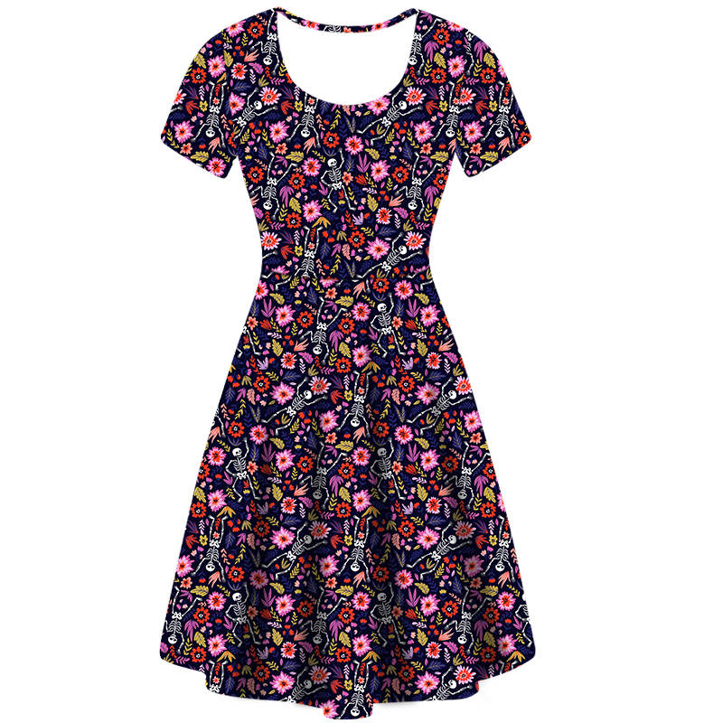 Funky Fit Vintage Skater Dress Skelebloom