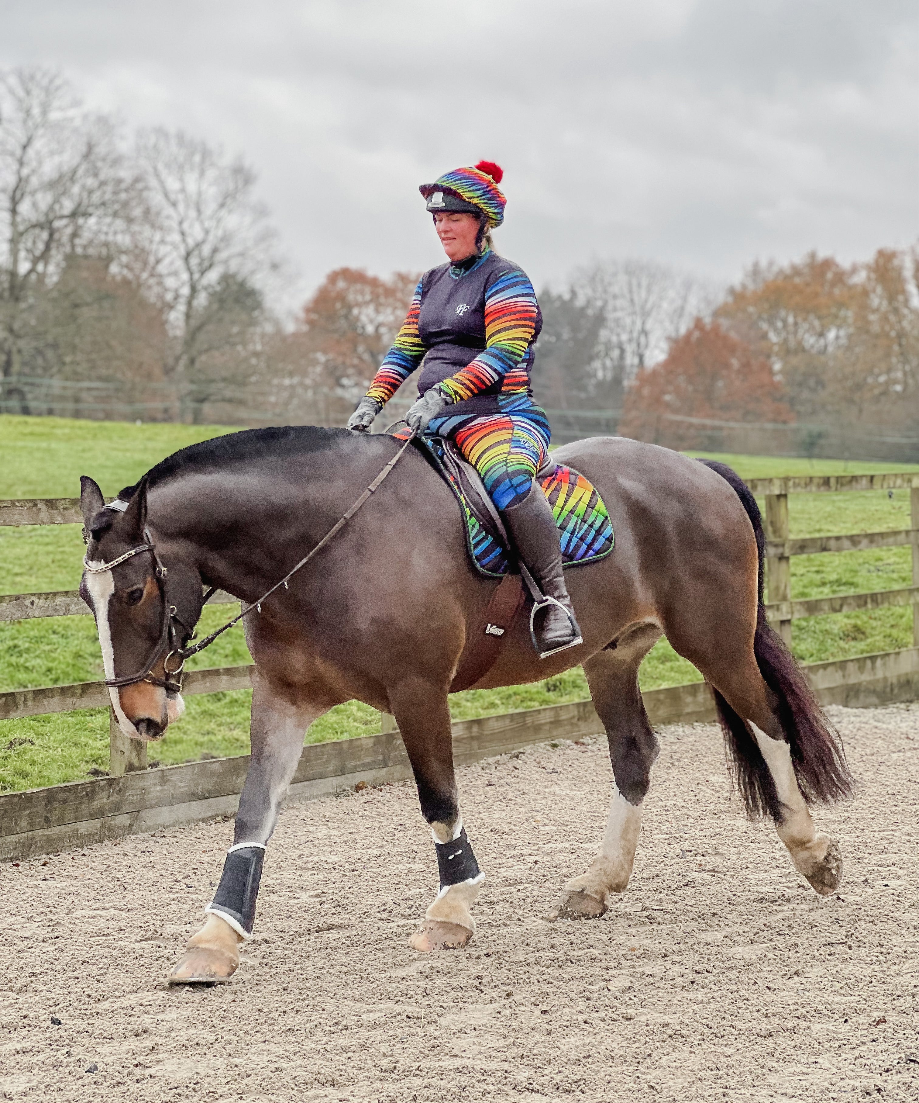 Funky Fit Equestrian - Rainbow Zebra Baselayer